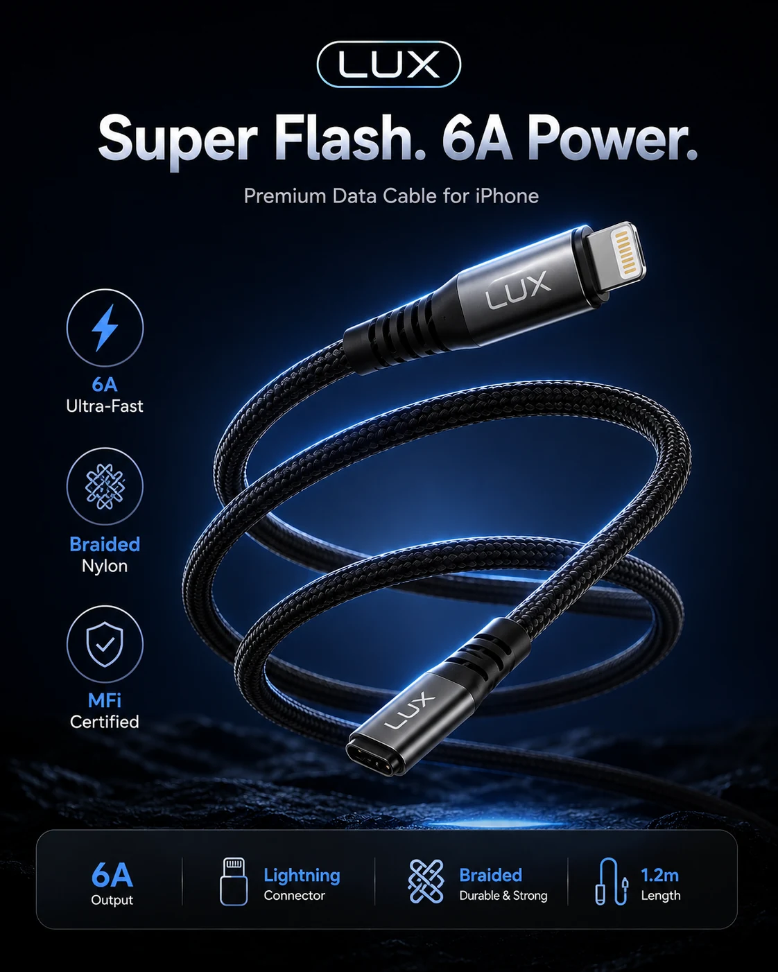 LUX Super Flash Data Cable - 6A Output